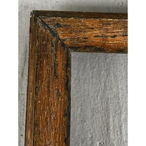 Antique Art Picture Frame 9 x 12.5 Primitive Rustic Folk Art Oak Wood Victorian